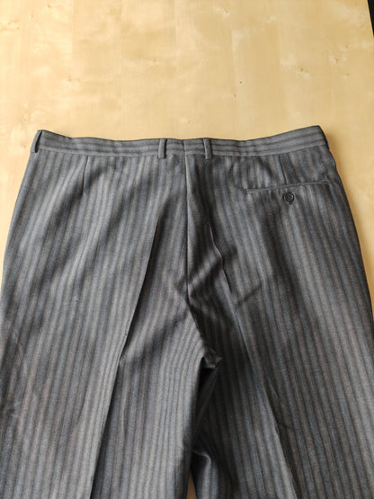 Completo anni '70/'80 tessuto Marzotto grigio a righe fresco lana - tg. 54/56