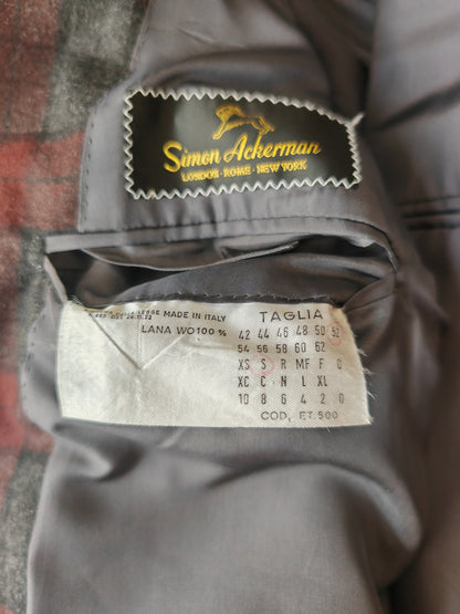 Tartan blazer Simon Ackerman anni '70 con panciotto abbinato - tg. 48/50