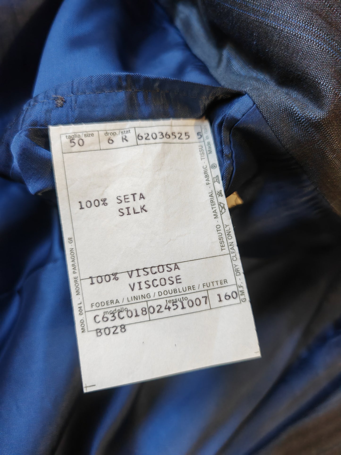 Completo anni '80 blu in pura seta shantung Marzotto - tg. 50