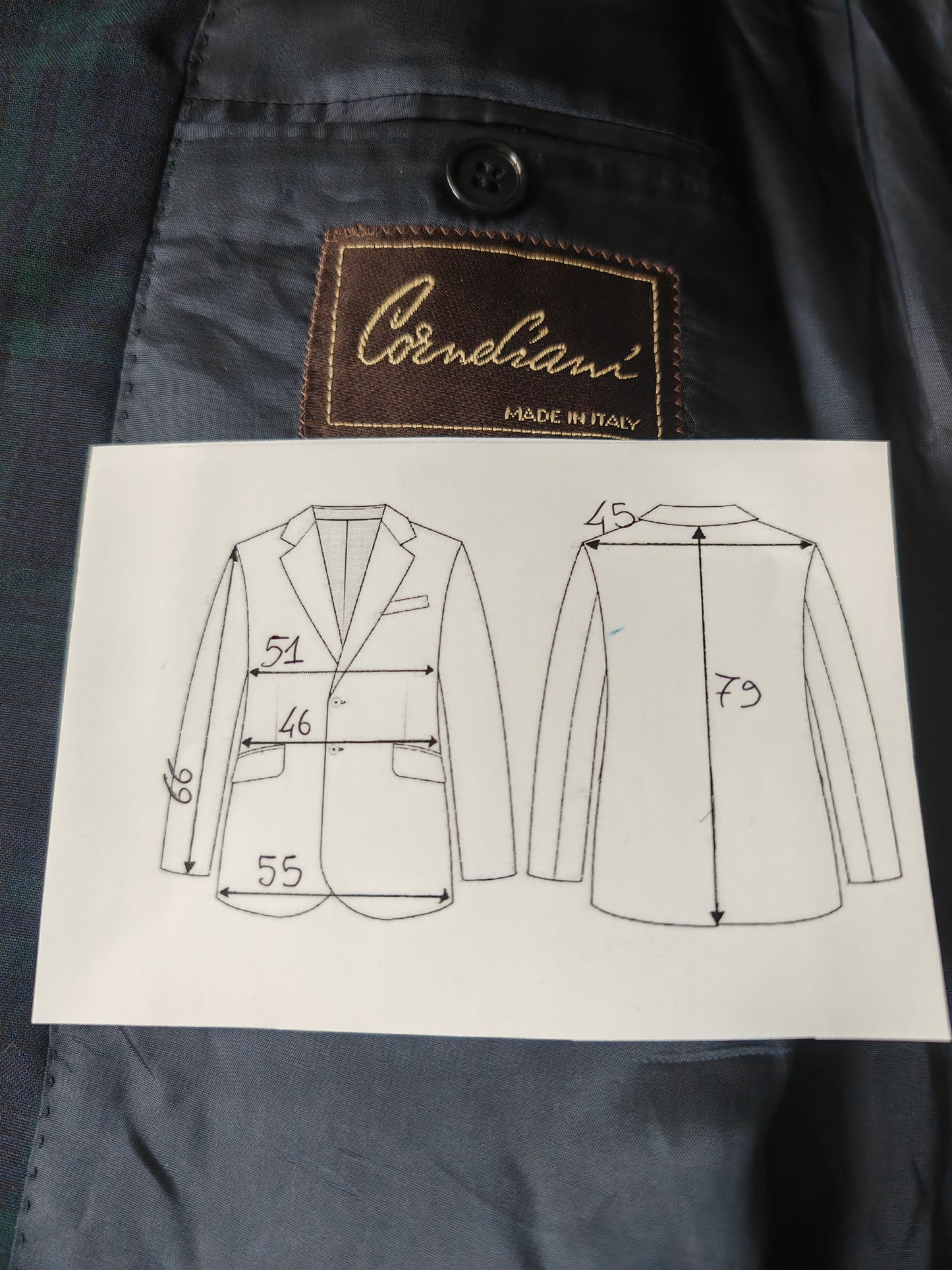 Giacca Corneliani anni '80 in fresco lana tartan black watch - tg 46/48