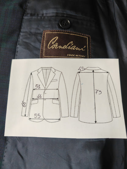 Giacca Corneliani anni '80 in fresco lana tartan black watch - tg 46/48