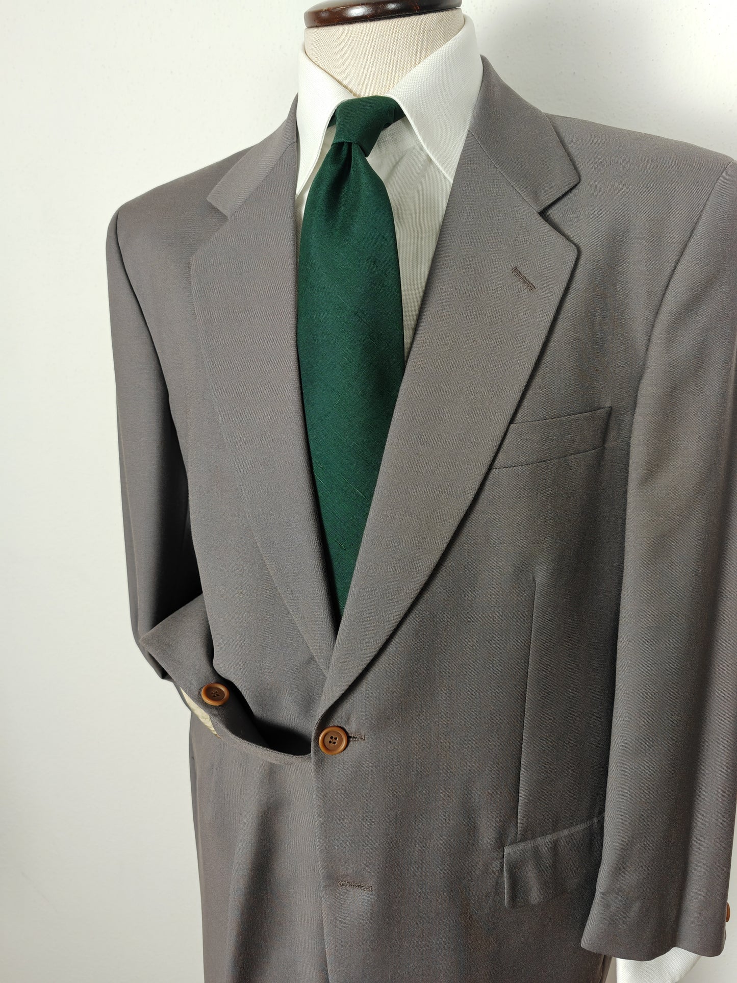 Completo anni '80 in fresco lana verde-grigio - tg. 50/52