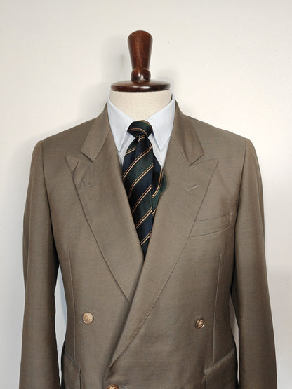 Blazer Burberrys vintage doppiopetto estivo in lana e mohair verde oliva - tg. 46/48