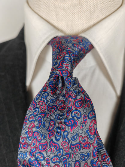 Cravatta Paisley viola e grigio