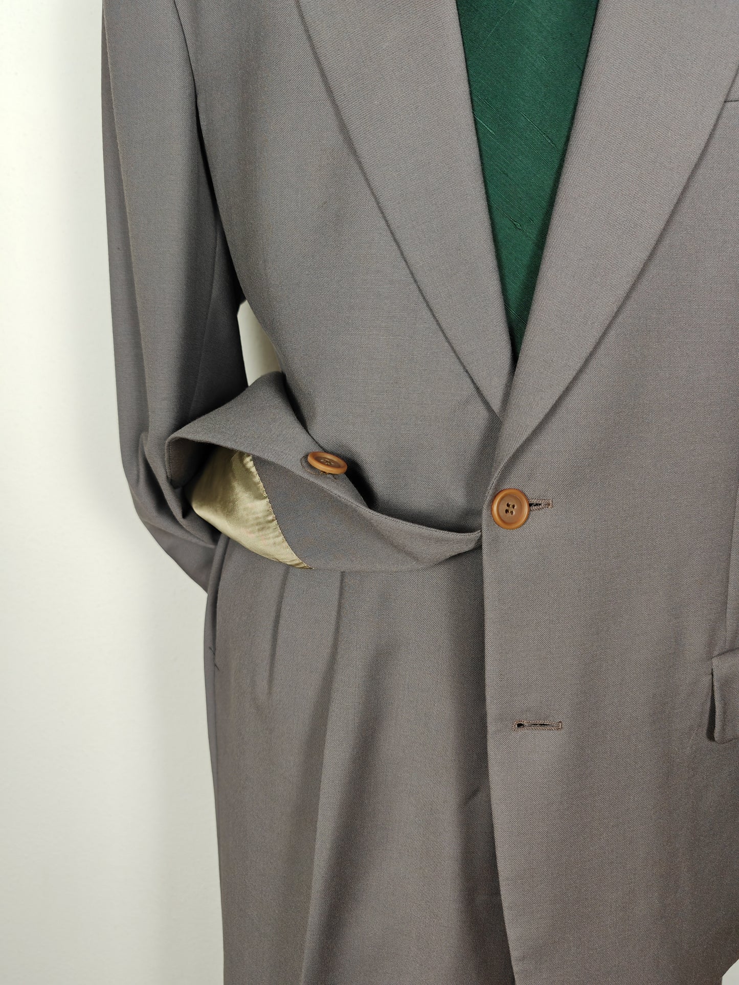 Completo anni '80 in fresco lana verde-grigio - tg. 50/52