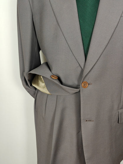 Completo anni '80 in fresco lana verde-grigio - tg. 50/52