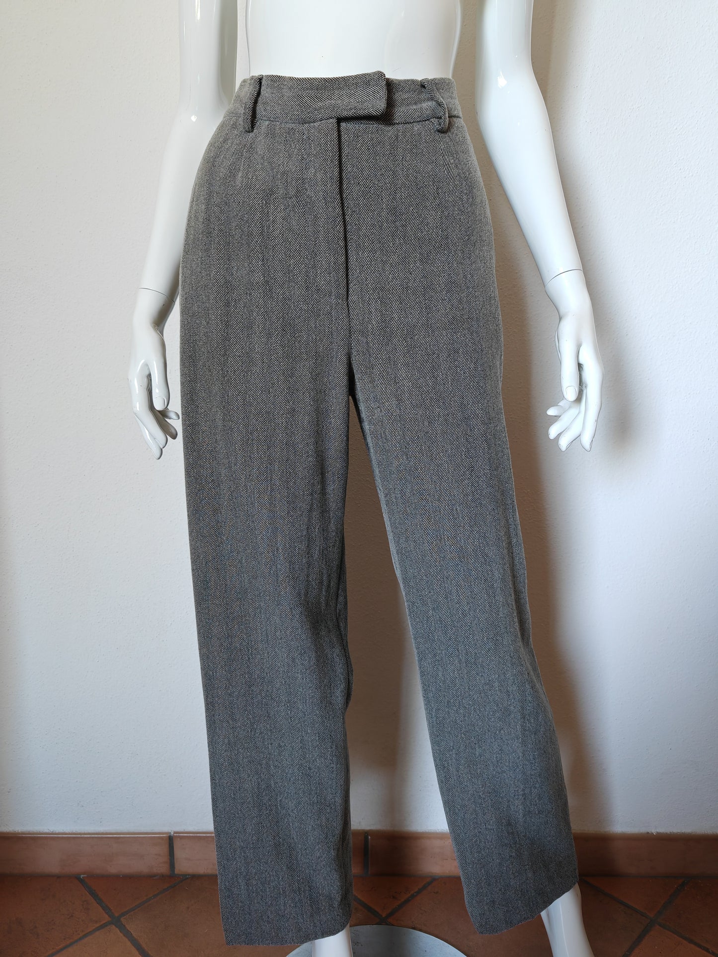 Pantalone Max Mara grigio spinato in misto lana - tg. 44/46