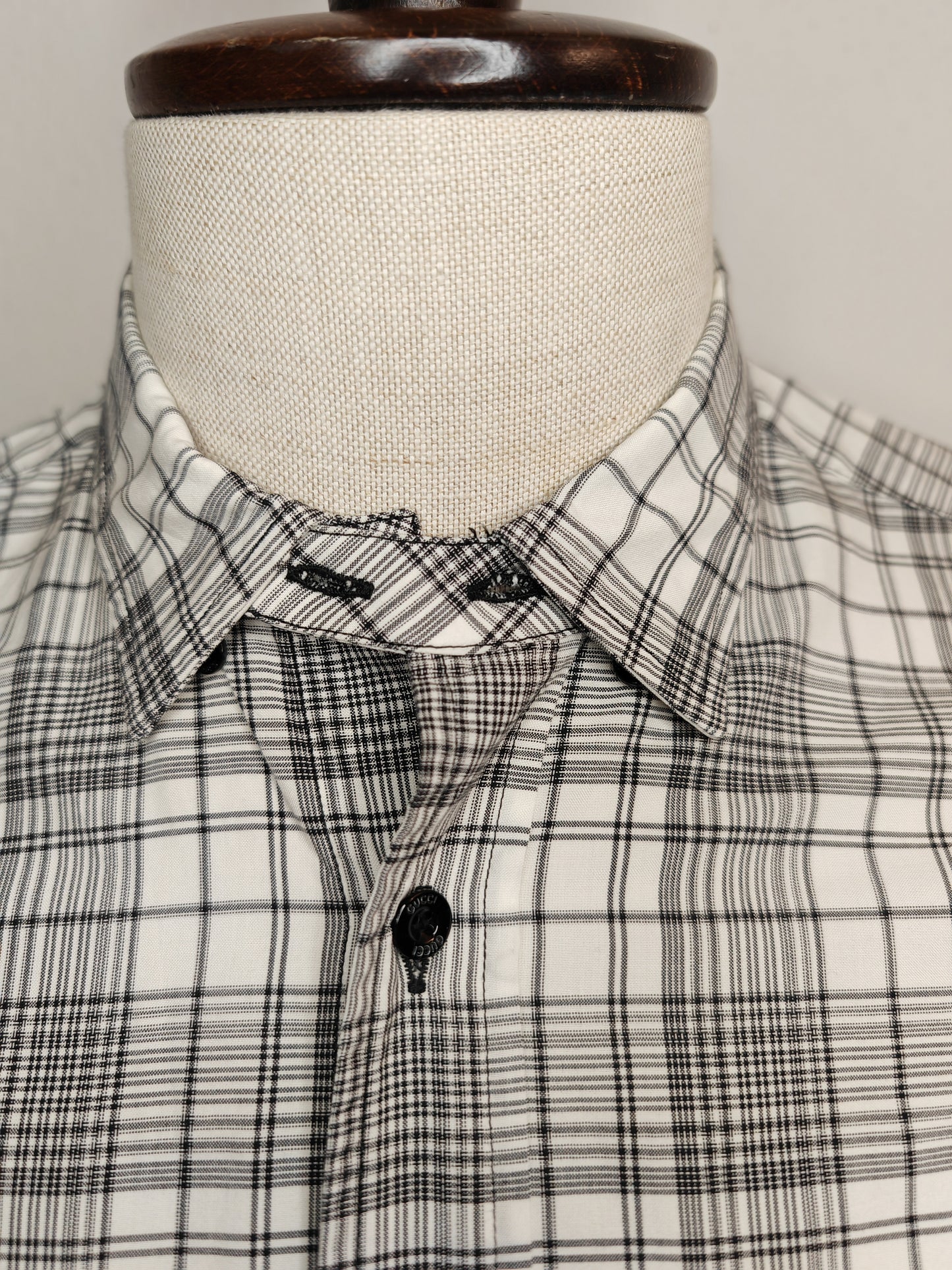 Camicia Gucci tartan bianco e nero - collo 39