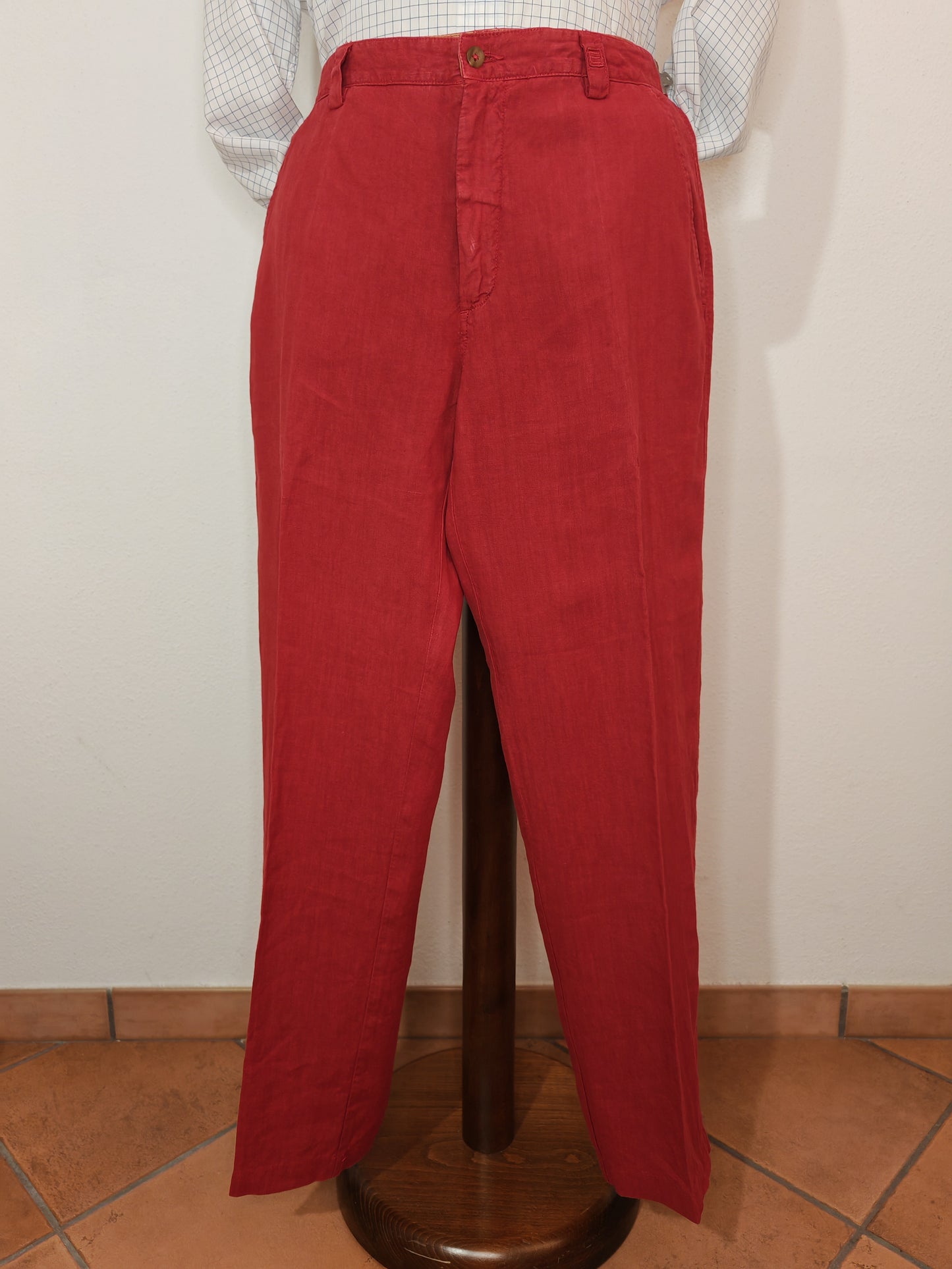 Pantalone Etro rosso 100% lino - tg. 50