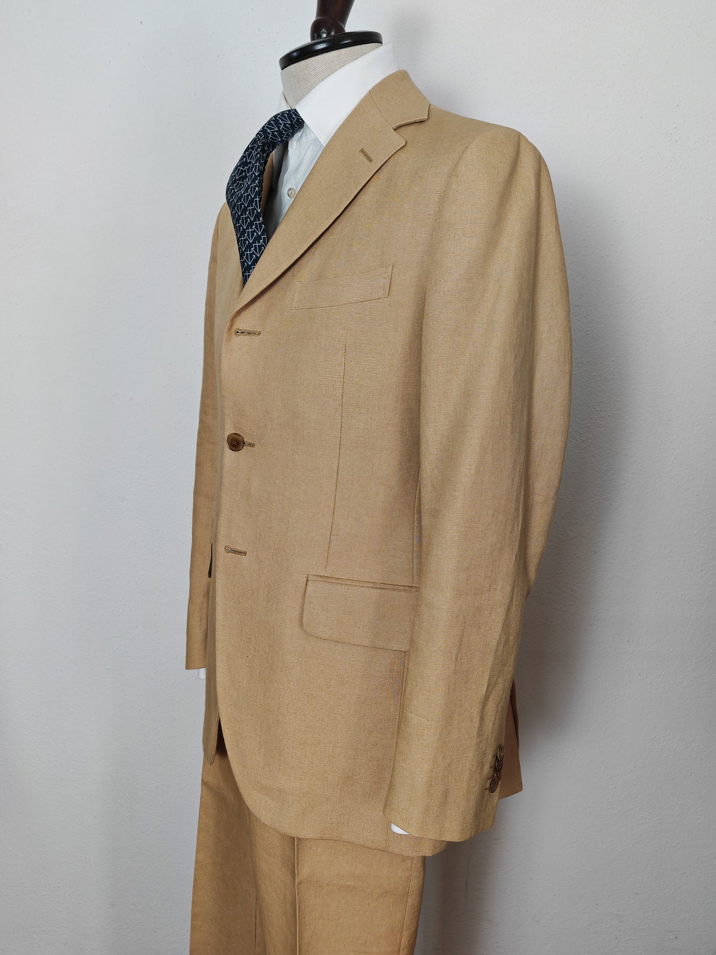 Completo anni '90 in puro lino irlandese beige - tg. 46/48