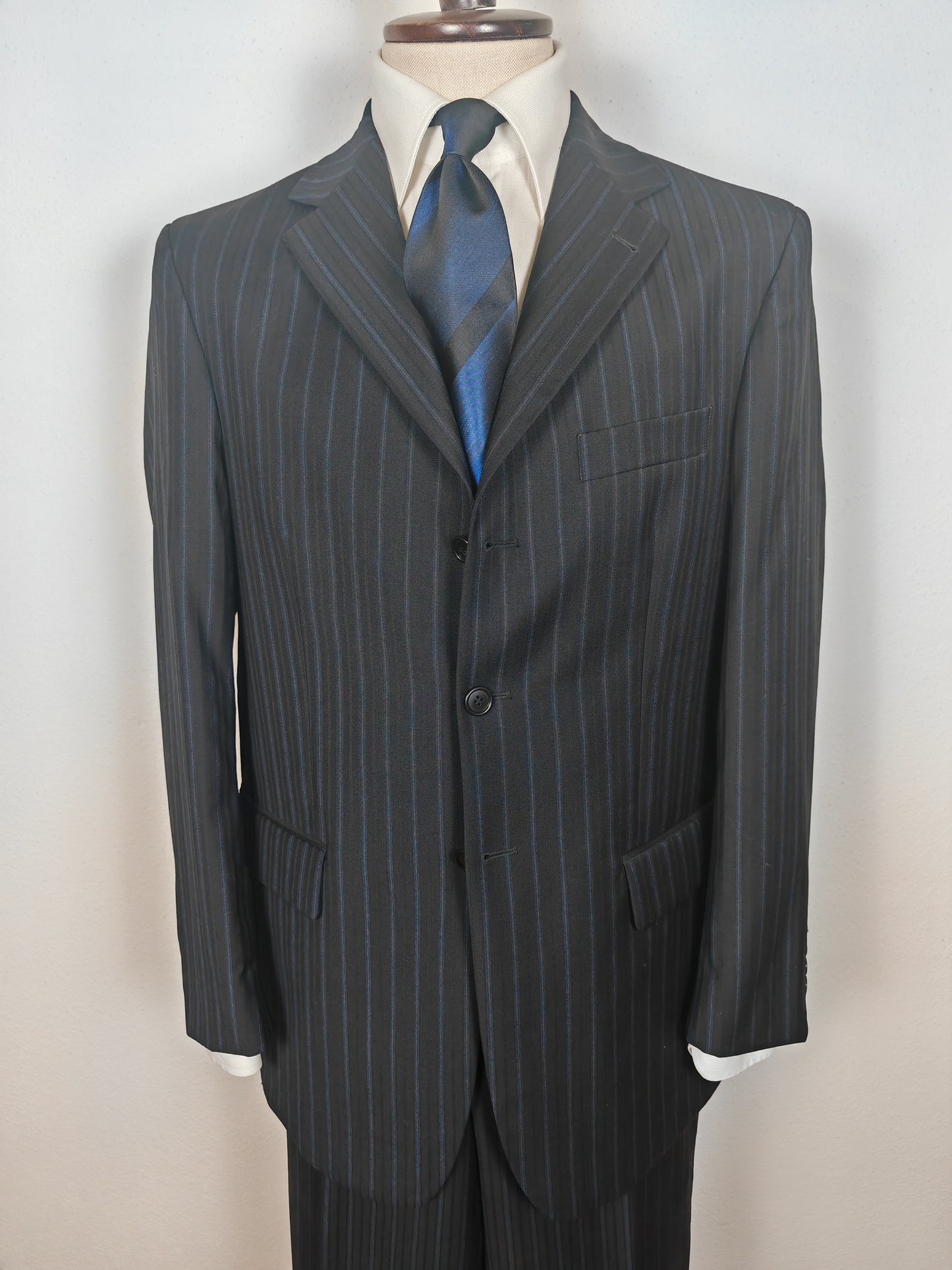 Completo anni '90 blu notte gessato - tg. 50