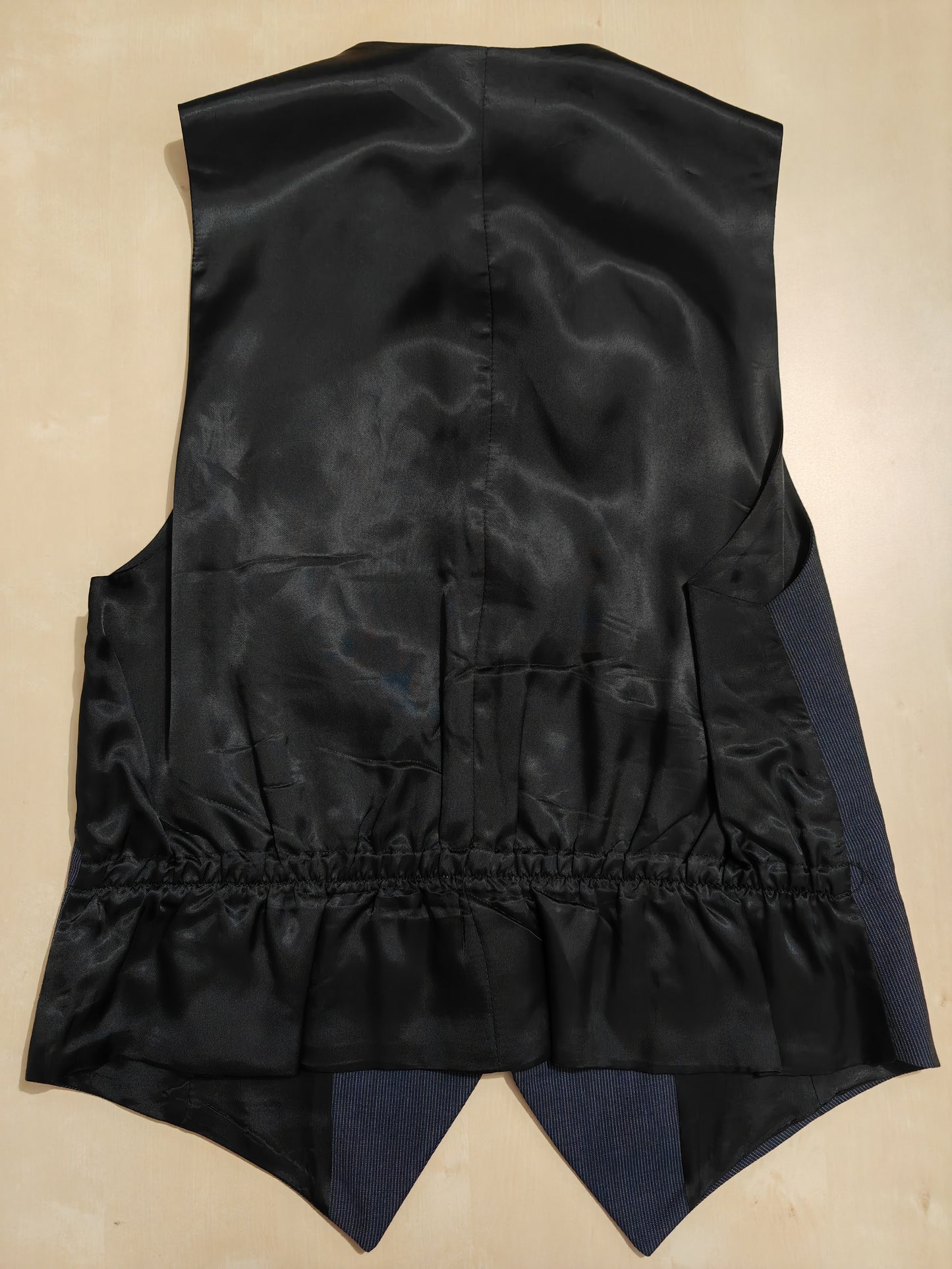 Completo 3 pezzi anni '90 in fresco lana blu gessato - tg. 50