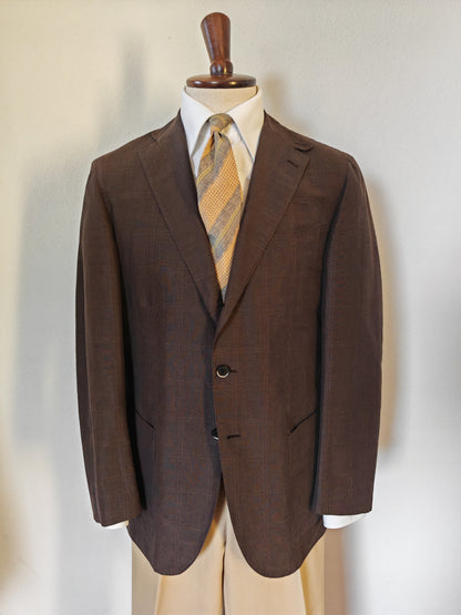 Caruso summer jacket, brown Glen check - size 52/54