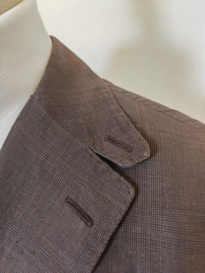 Caruso summer jacket, brown Glen check - size 52/54