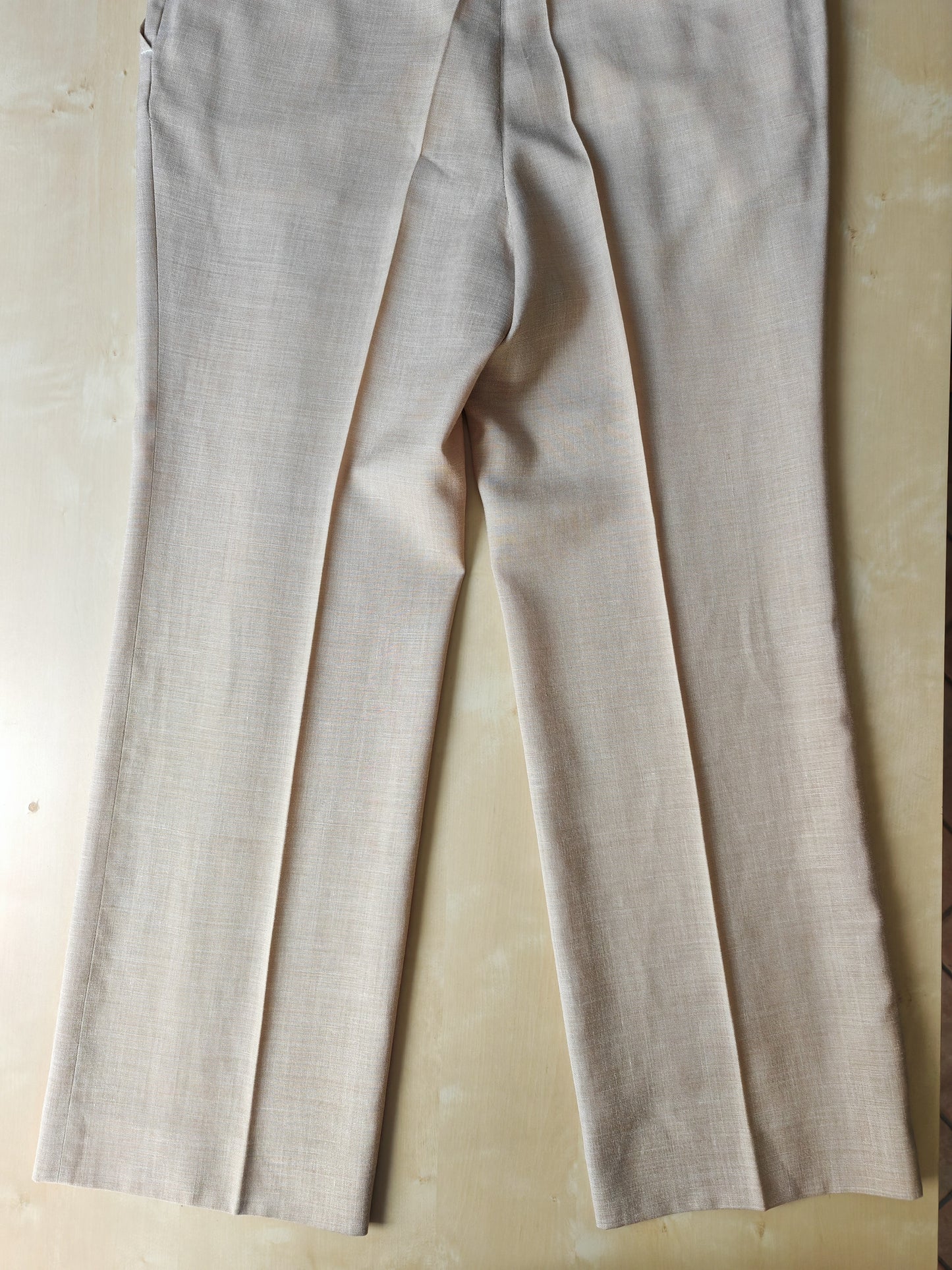 Pantalone anni '70 in tela misto lana beige - tg. 50