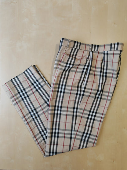 Pantaloni Burberry tartan check in cotone - tg. 46/48.