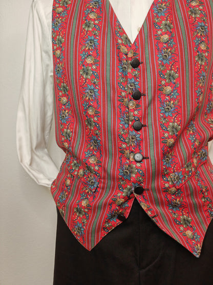 Vintage waistcoat with flower pattern - XL