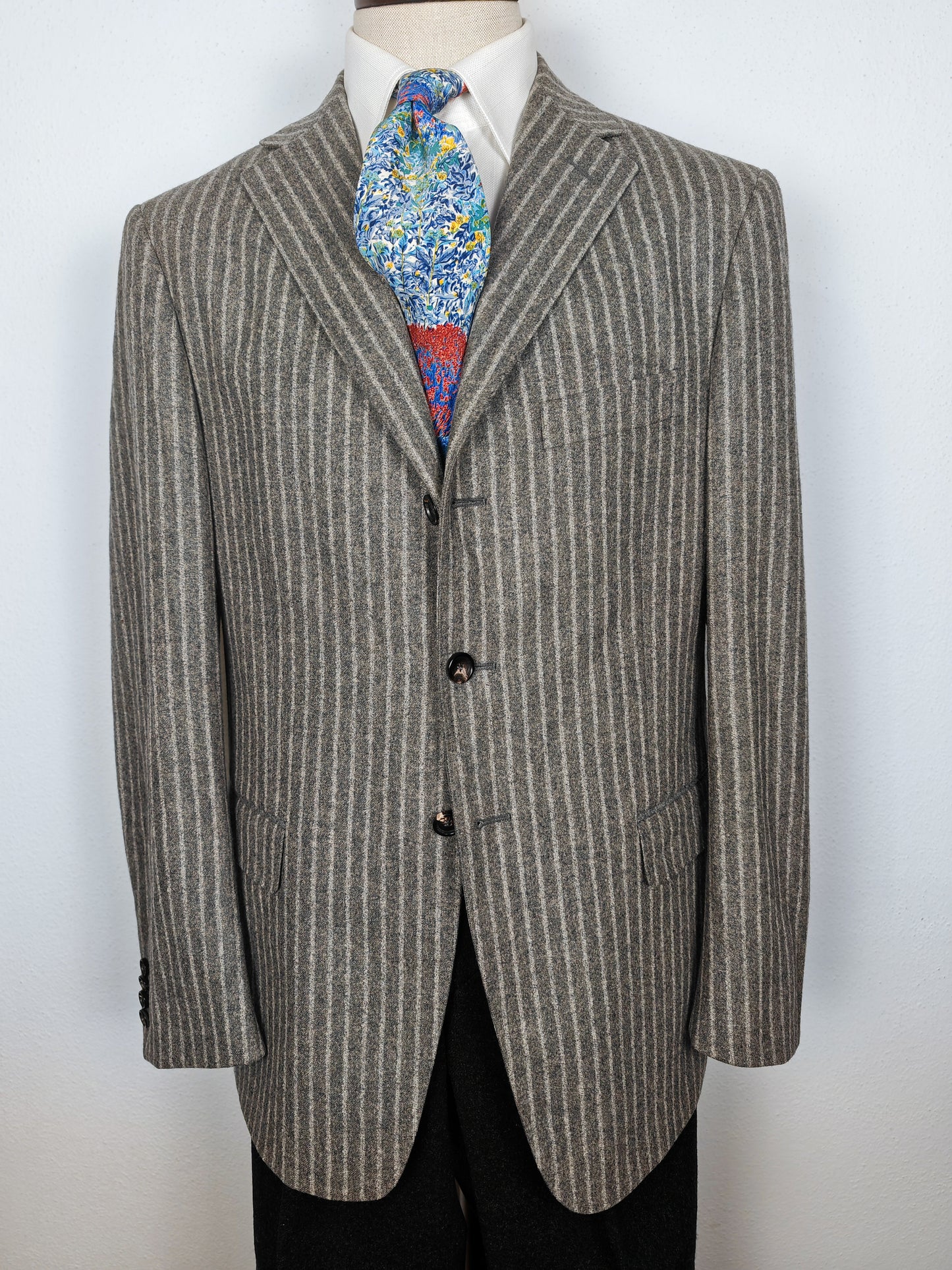 Giacca Pal Zileri in flanella grigio chiaro gessato - tg. 50