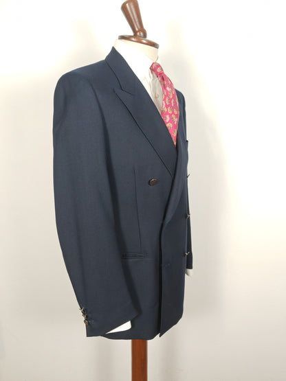 Blazer navy anni '80 in twill, tessuto Vitale Barberis Canonico - tg. 48