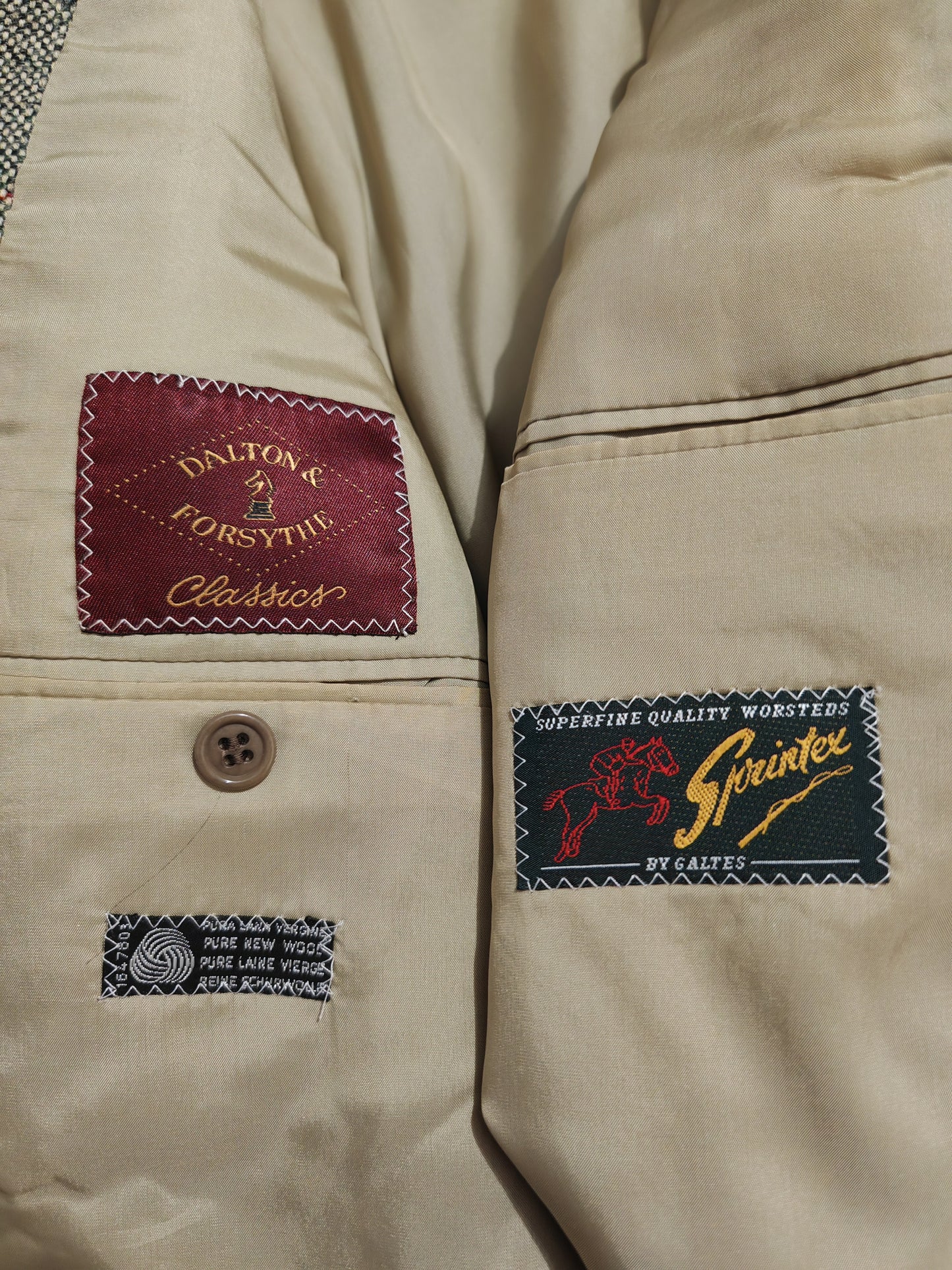 Giacca anni '80 in tweed cachi finestrato - tg. 50