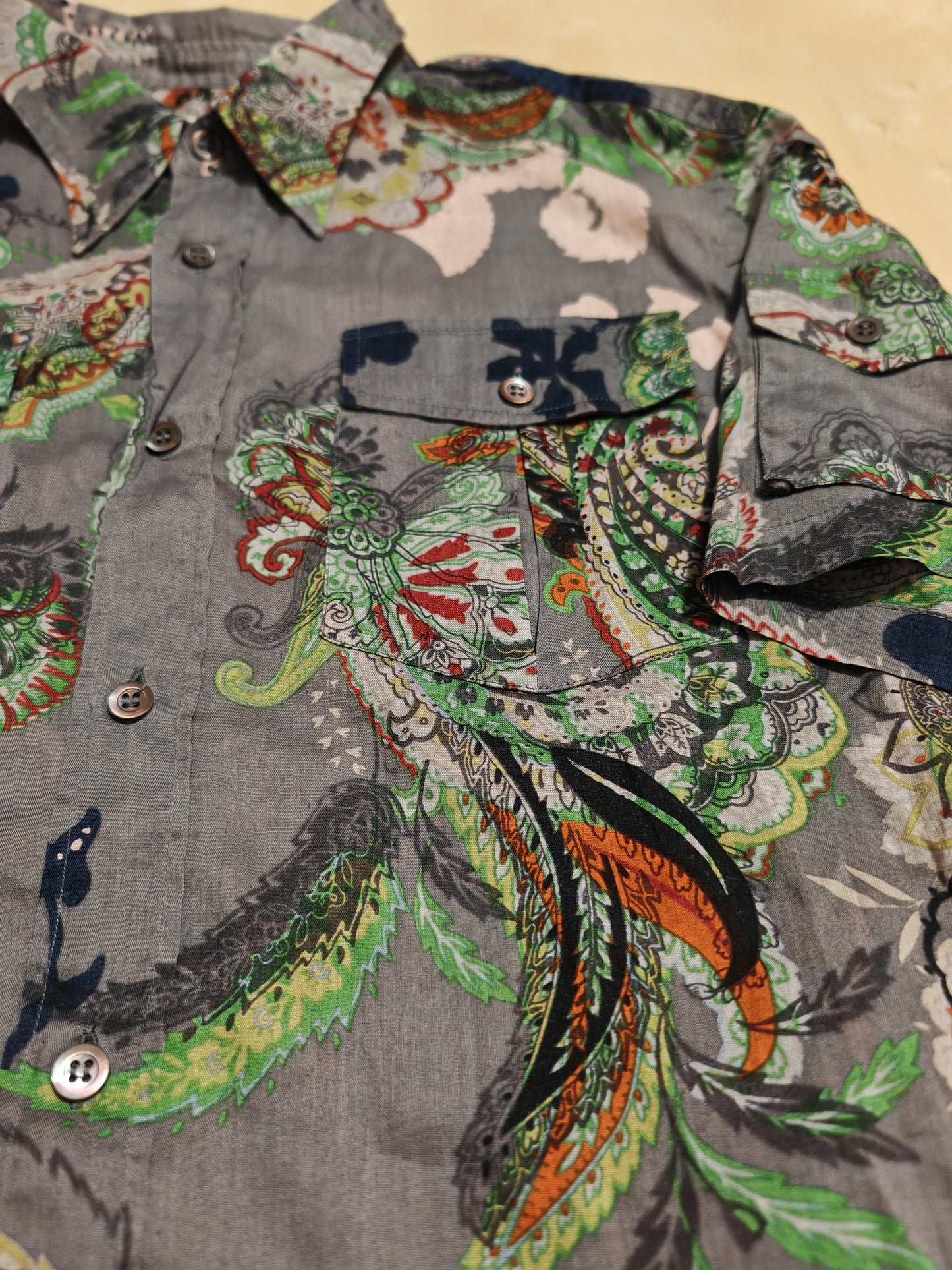 Camicia Dries Van Noten maniche corte floreale - M slim