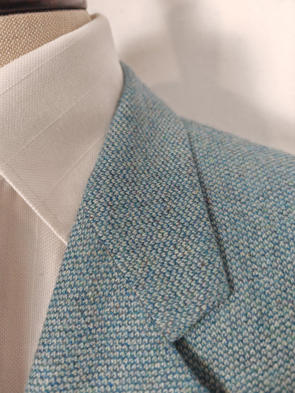 Giacca anni '80/'90 in tweed azzurro-verde acquamarina - tg. 52/54