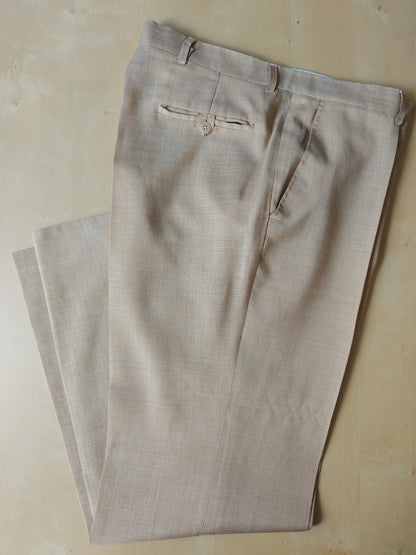 Pantalone anni '70 in tela misto lana beige - tg. 50