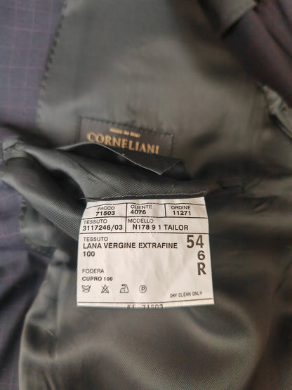 Completo Corneliani estivo in fresco lana blu a quadri - tg. 54