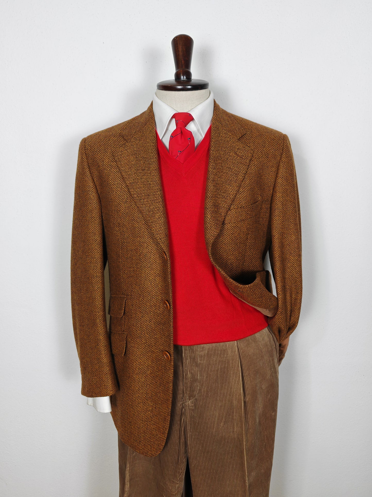 Giacca Yves Saint Laurent in tweed scozzese Crombie color tabacco - tg. 48