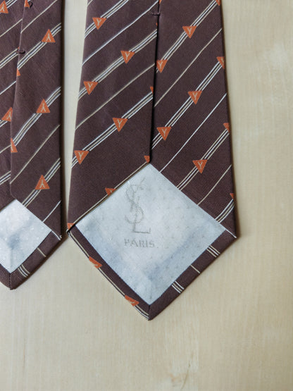 Yves Saint Laurent striped brown tie