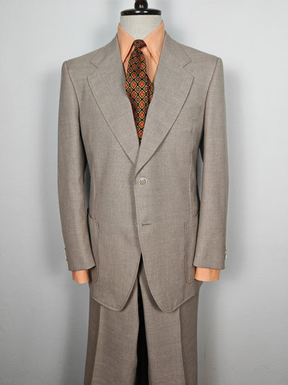 Completo estivo anni '70 in tela misto lino ecru - tg. 48/50