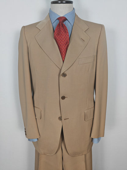 Completo anni '70 in twill di lana beige - tg. 50/52