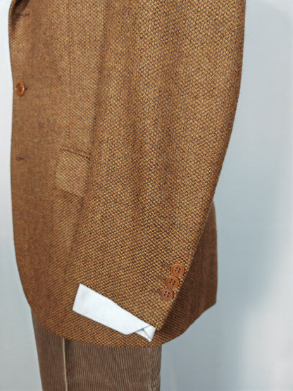 Giacca Yves Saint Laurent in tweed scozzese Crombie color tabacco - tg. 48