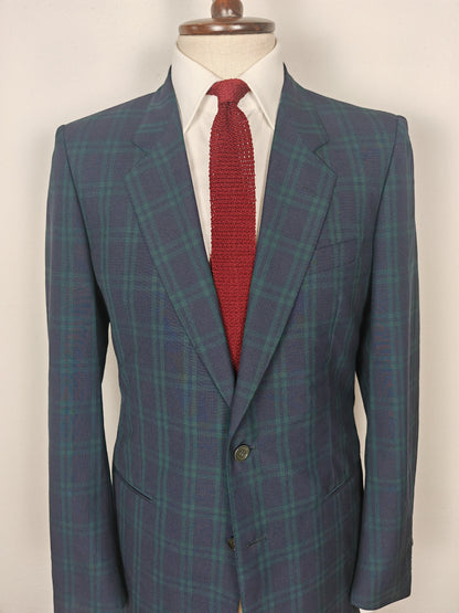 Giacca Corneliani anni '80 in fresco lana tartan black watch - tg 46/48