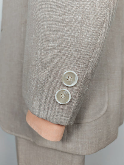 Completo estivo anni '70 in tela misto lino ecru - tg. 48/50