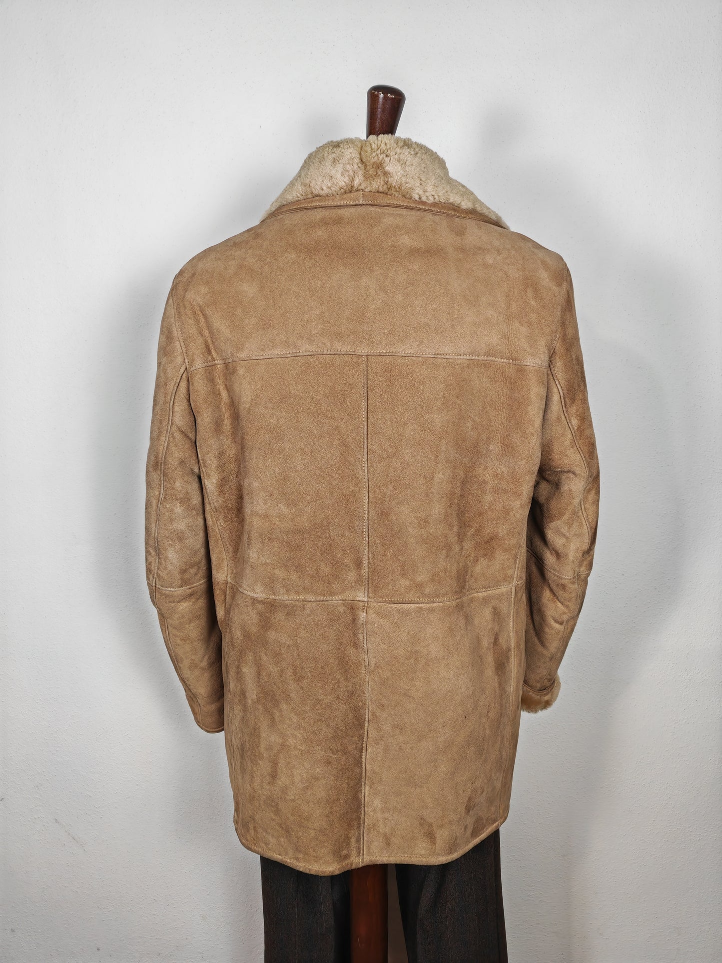 Montone shearling anni '70 doppiopetto color cammello - L/XL