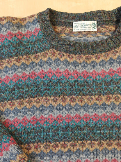 Maglione scozzese tipo Fair Isle in 100% lana shetland - L/XL