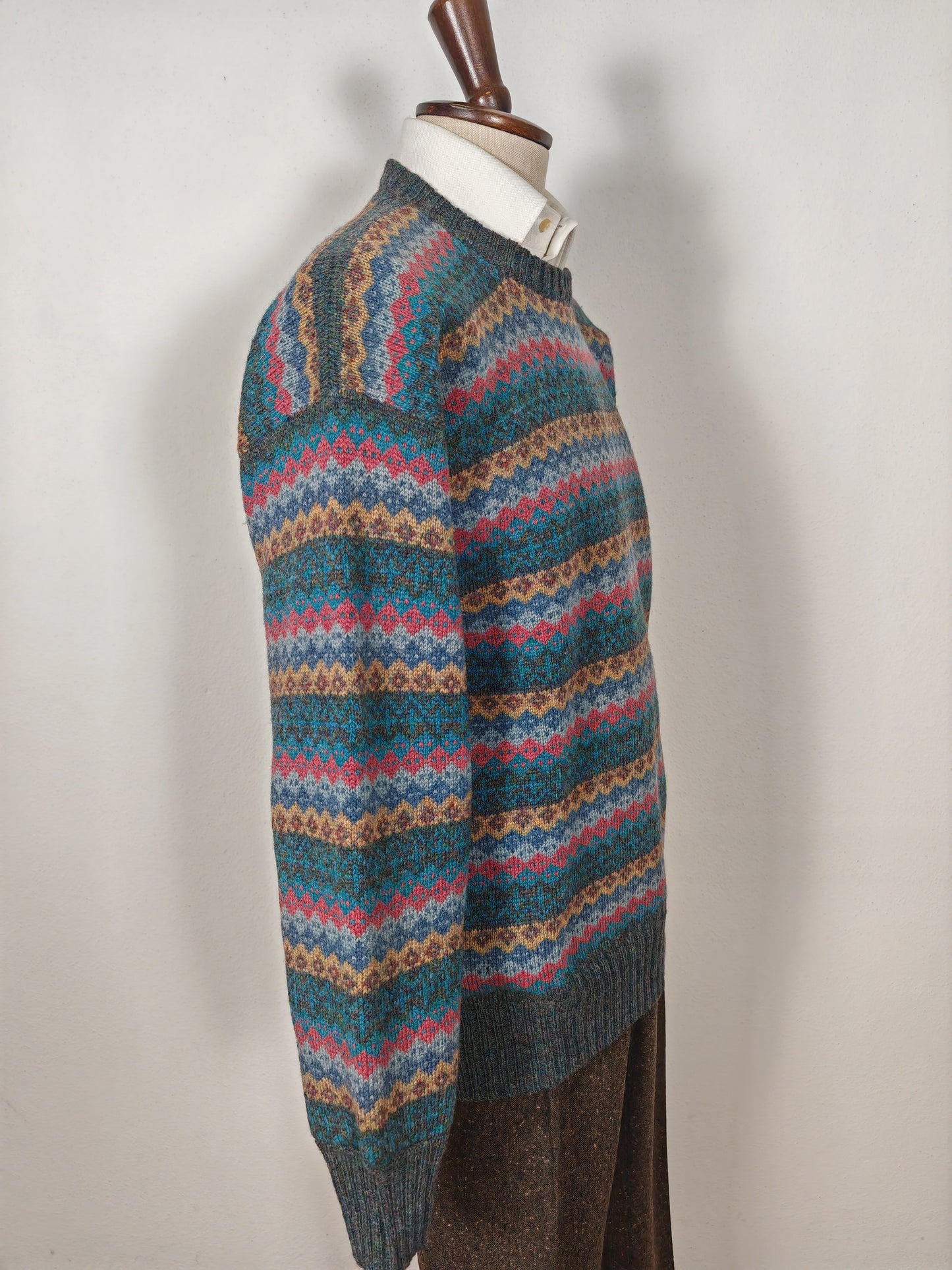 Maglione scozzese tipo Fair Isle in 100% lana shetland - L/XL