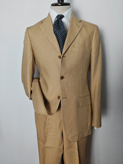 Completo anni '90 in puro lino irlandese beige - tg. 46/48