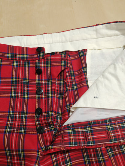 Due pezzi sartoriale in tartan Royal Stewart, tessuto Holland & Sherry - tg. 54