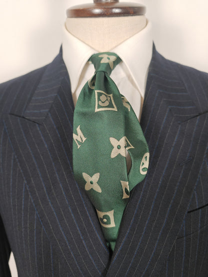 Cravatta Moschino vintage verde con loghi