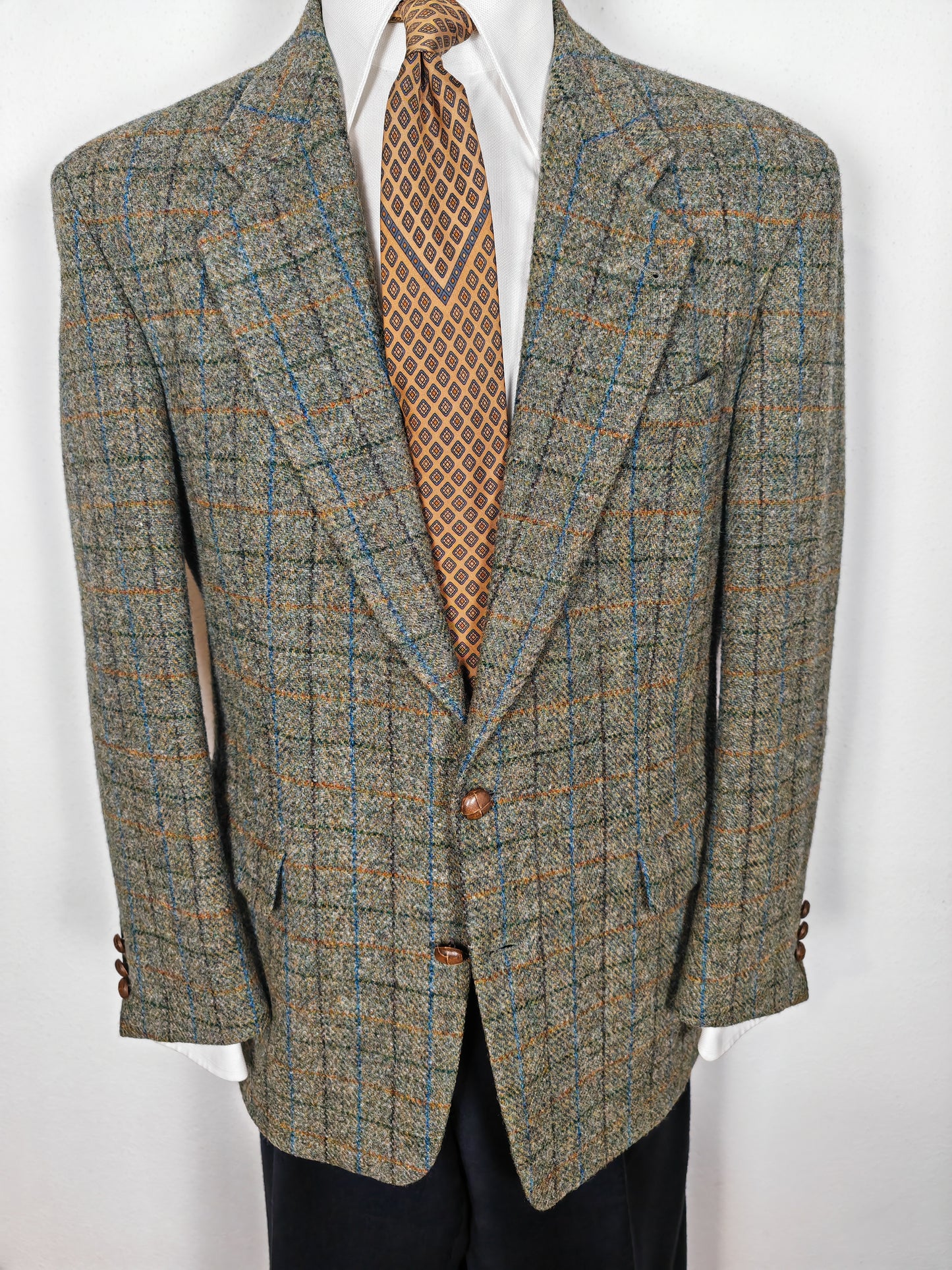 Giacca anni '80 in Harris Tweed finestrato - tg. 52/54