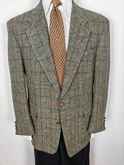 Giacca anni '80 in Harris Tweed finestrato - tg. 52/54