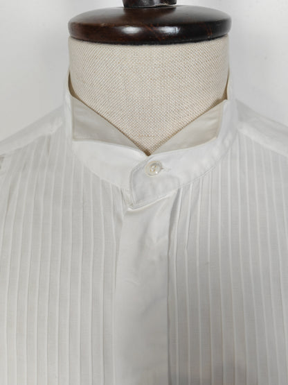 Camicia da smoking vintage collo diplomatico e sparato plissettato - tg. L/XL, collo 42/43