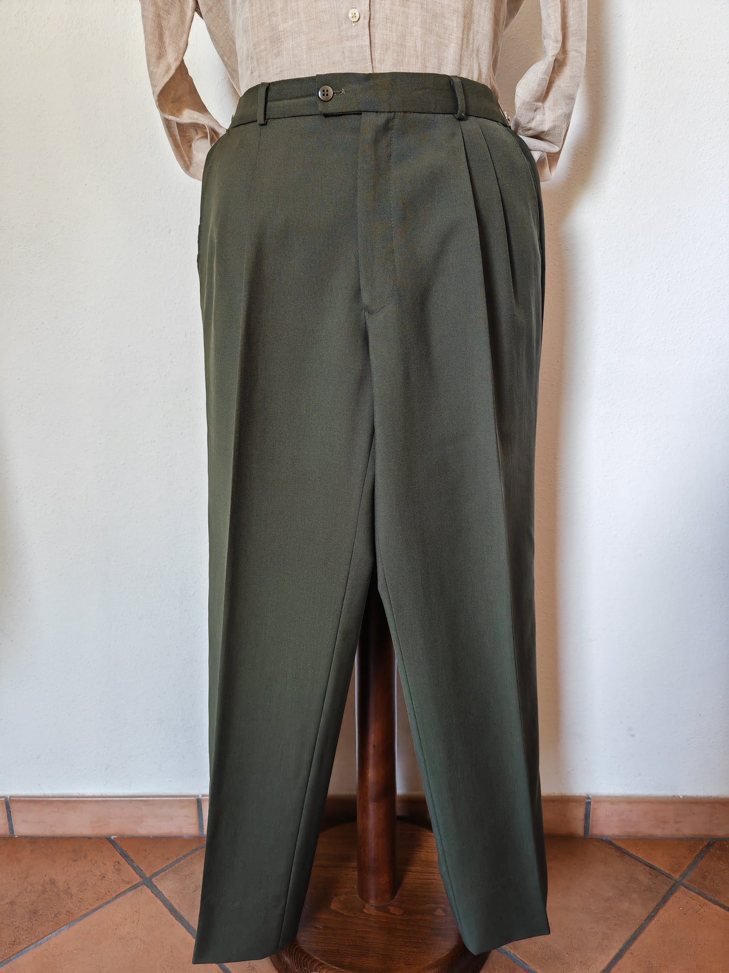 Pantalone in fresco lana color verde bosco - tg. 52