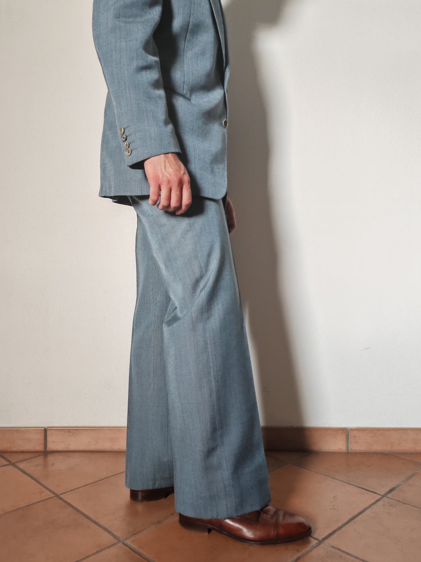 Vintage 70s mid-season suit, flared - size 52 ITA