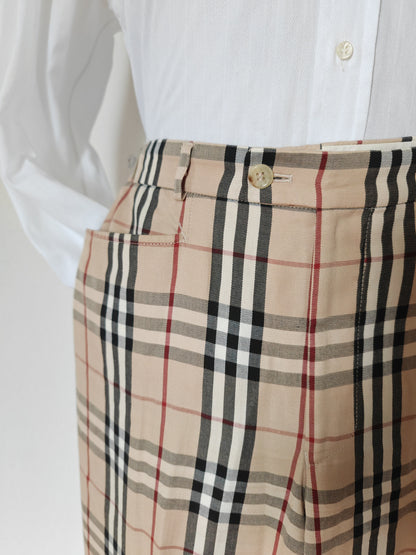 Pantaloni Burberry tartan check in cotone - tg. 46/48.