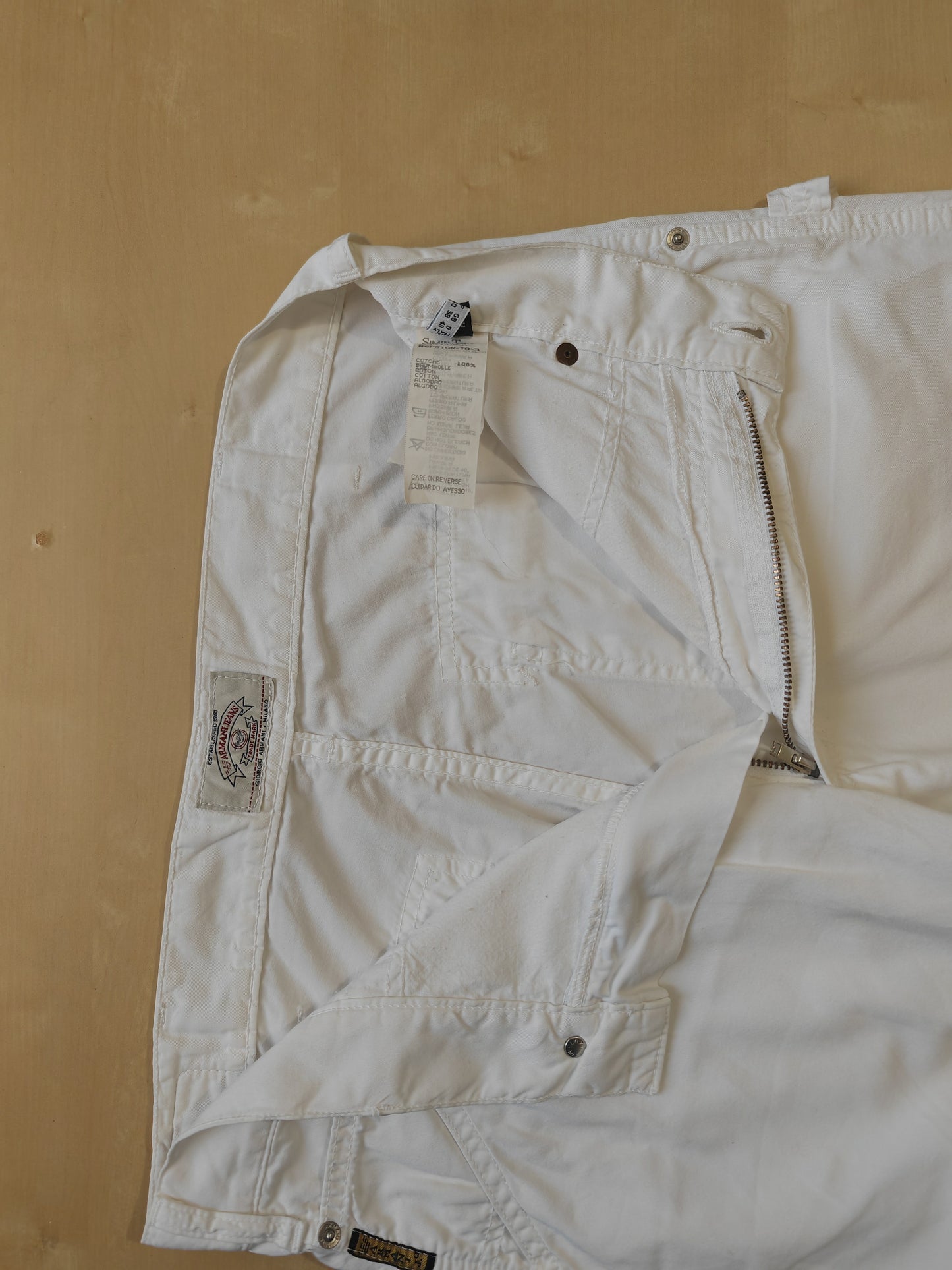 Pantalone bianco Armani Jeans anni '90 dettagli workwear - tg. 48