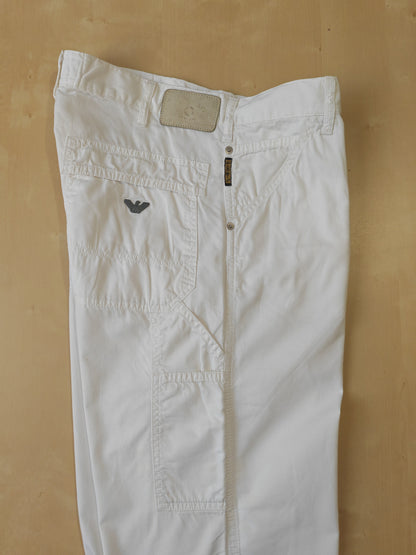 Pantalone bianco Armani Jeans anni '90 dettagli workwear - tg. 48