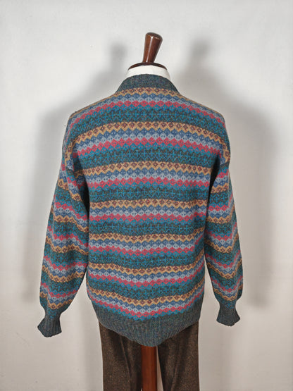 Maglione scozzese tipo Fair Isle in 100% lana shetland - L/XL